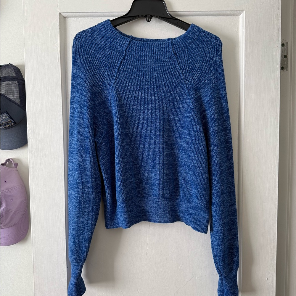 Free People Vibrant Blue Crew Neck Sweater